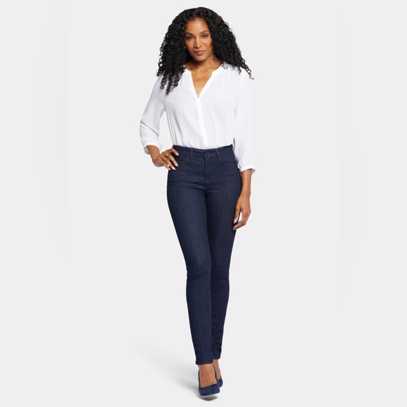 NYDJ Alina Dark Wash High Waisted Skinny Jeans | Casual | Denim | Designer - Picture 1 of 14